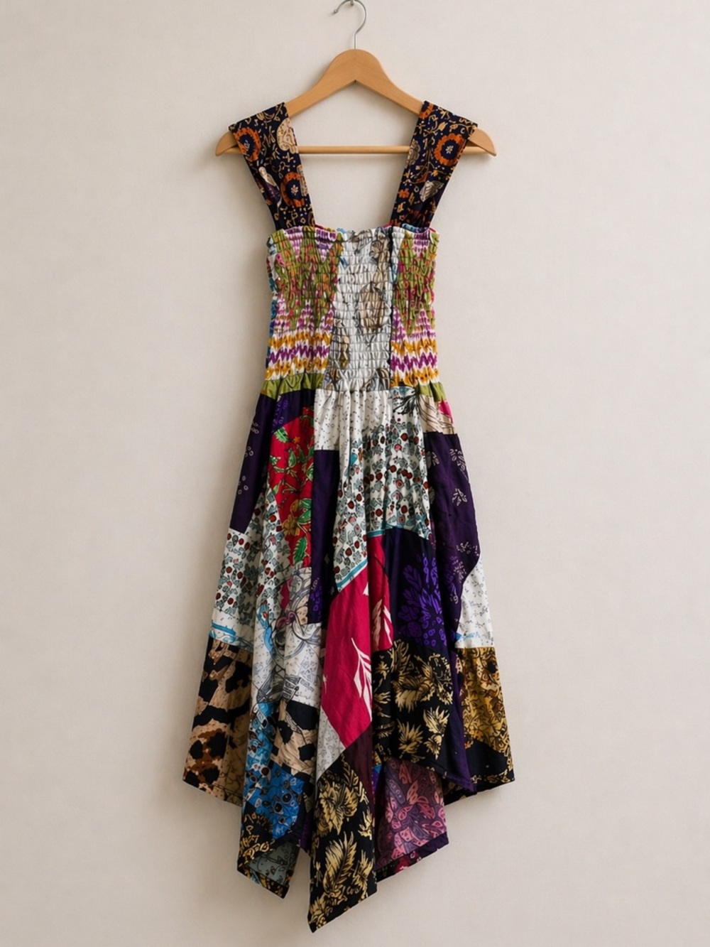 Ashley Taylor Patchwork Boho Handkerchief Hem Festival Dress NWT OS